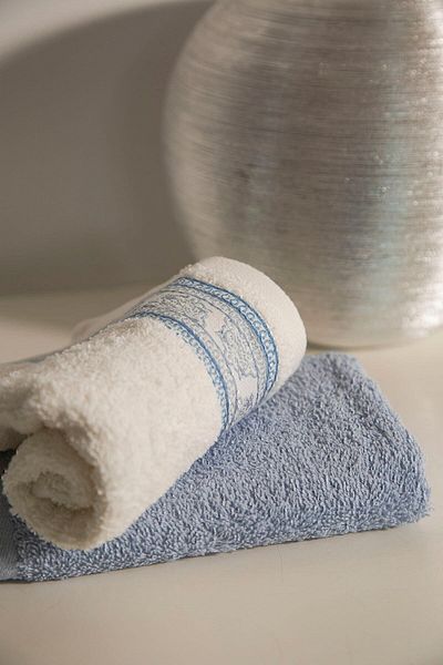 İrya Tigla 100% bumbac Set 2 piese prosoape de fata alb / albastru 30x50