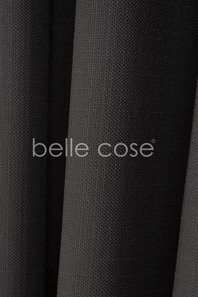 Belle Cose Anthracite Gray Bohemian Style Background Curtain - Linen Look, Pleatless Planting, Single Wing