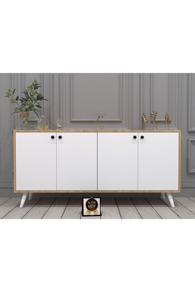 KONAK EV EŞYALARI Espino Konsol,TV Ünitesi,Dekoratif Dolap,Vitrin,%100 MDF,Ko...