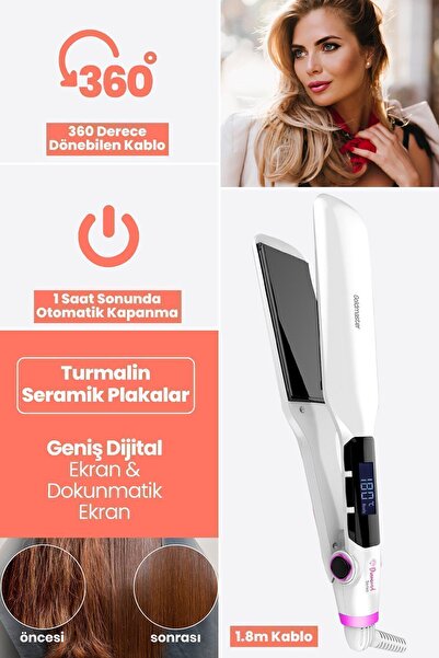 GOLDMASTER Diamond Digital Display Keratin Ceramic Wide Plate 360 Degree Cable Hair Straightener