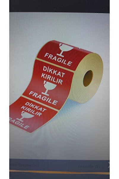 Egem Dikkat Kirilir Etiketi 10x10 Cm 500 Adet ( 500 Sarımlı 1 Rulo Olarak Gon...