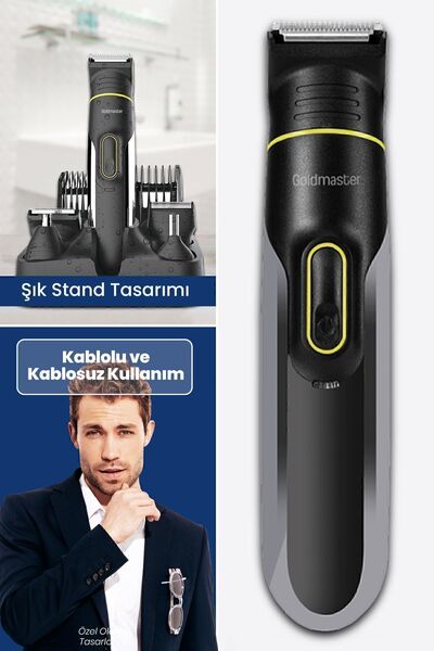 GOLDMASTER Aksiyon Islak & Kuru 17 Kademeli 10 In 1 Standlı Erkek Bakım Seti