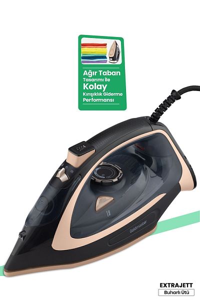 GOLDMASTER Extrajett 2600 Watt - Shock Steam Iron with Ceramic, Heavy Base and Technology 180 gr