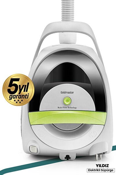 GOLDMASTER Yıldız Çift Hepa Filtreli 2.5 Litre Geniş Hazneli Toz Torbasız 5 Yıl Garantili Elektrikli Süpürge