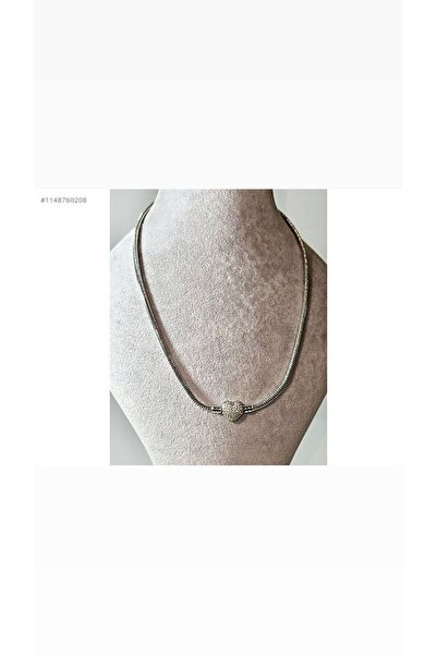 ANGELSS JEWELLERY Taşlı Kalpli Charm Kolye (Pandora. Charm Kalp Çelik Kolye)