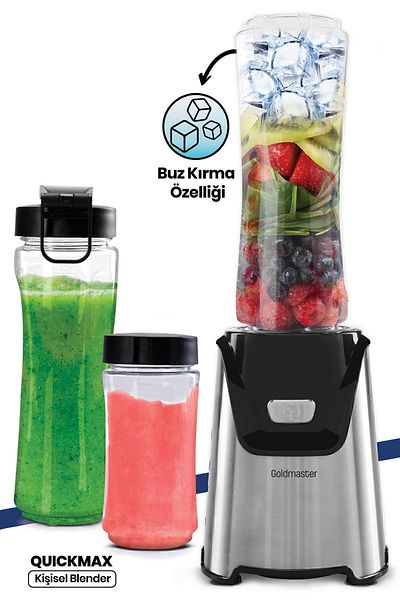 GOLDMASTER Quickmax Inox Personal Personal Smoothie Blender with Ice Crushing Feature and 2 Bpa Free Tritan Bottles