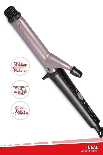 Evia Ideal Keratin Seramik Plakalı 360 Derece Dönebilir Kablo Saç Şekillendir...