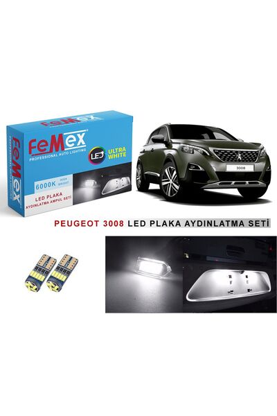 FEMEX Peugeot 3008 LED Plaka Aydınlatma Ampul Seti FEMEX Parlak Beyaz
