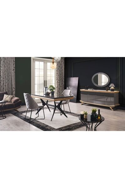 Yıldız Mobilya Larina Antrasit Yemek Odası