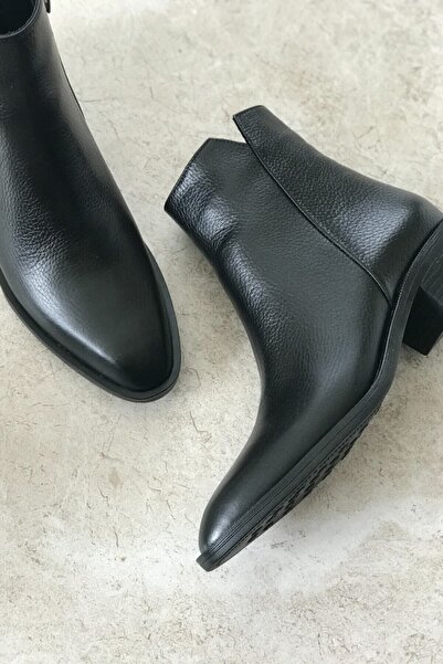 TUNAELLİ Kadın Siyah Hakiki Doğal Deri 36-41 Numara Bot & Bootie
