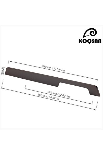 KOÇSAN Ayla Smoked 320 mm Handle Luxury Country Kitchen Furniture Cabinet Drawer Handle
