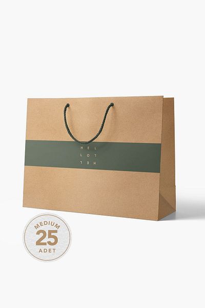 AkalBatu No1 25 Pieces Dark Minimal Series Kraft Bag - 40X30X12 cm