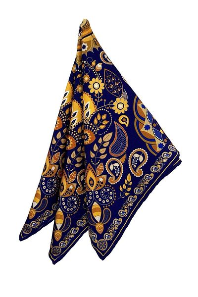 Kravatkolik Navy Blue Motif Pattern Men's Pocket Handkerchief SPS625-107