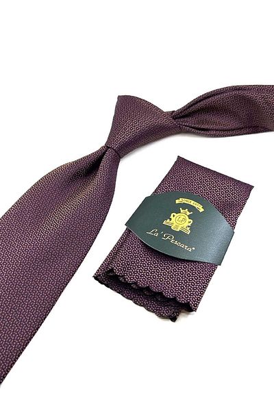 Kravatkolik Plum Brown Dot Patterned Handkerchief Tie - KK12704