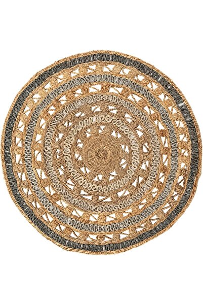 Cool Halı Stew Ca-106 Natural Gri Degrade Yuvarlak Jüt Halı El Dokuma Hasır Dekoratif Örgü Jüt Kilim (Son)