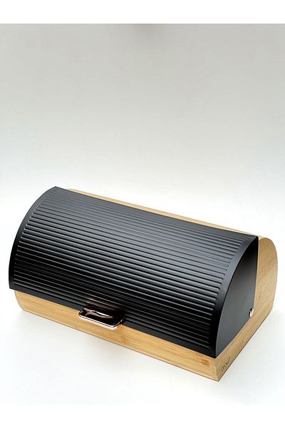 AROW Black Bamboo Luxury Bread Bowl - Metal Rail and Lid System