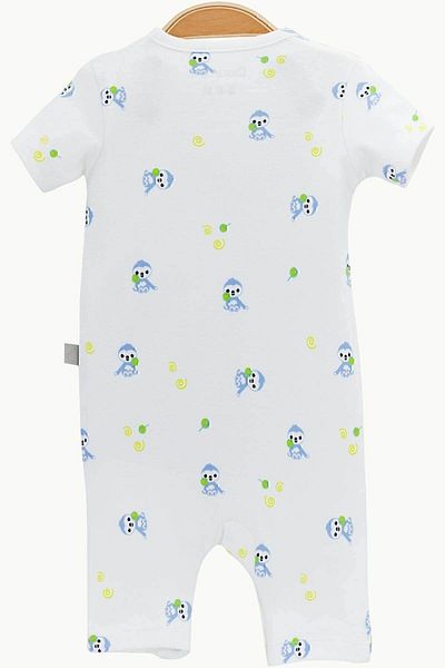 Boumini Blue Muslin Cotton Short Sleeve Baby Shorts Jumpsuit