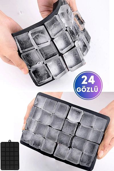GULHANILE Practical 24-Piece Square Ice Mold - Silicone, Cocktail, Fruit and Ice Cream Presentations