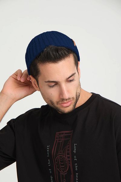 robanu Men's Short Beret - Navy Blue