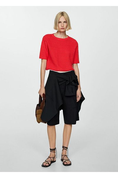 MANGO Woman Openwork detailed knit sweater