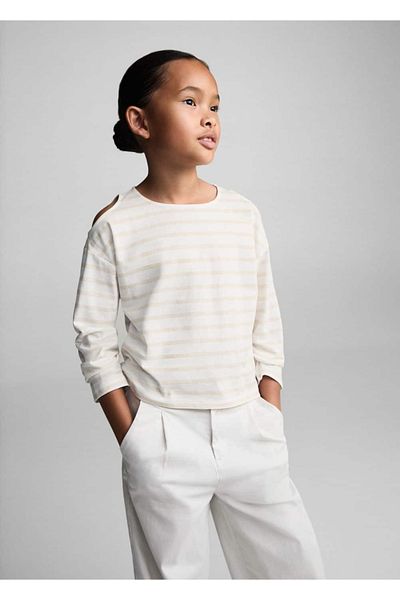 MANGO Kids Βαμβακερό μπλουζάκι με ανοιχτό ώμο