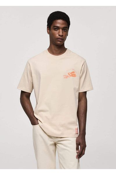 MANGO Man T-shirt με βαμβακερά σχέδια