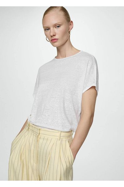 MANGO Woman Tričko ze 100% lnu