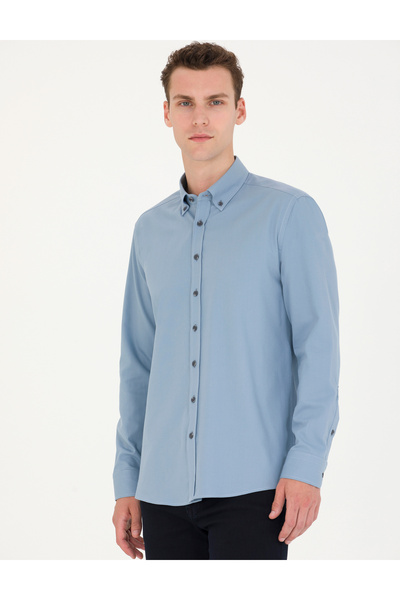 Pierre Cardin Mavi Regular Fit Uzun Kollu Gömlek 50276553-VR036