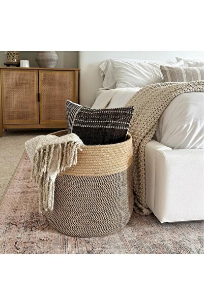 ModaCardin Organizator de coșuri din iută din răchită - Coș de jucării și rufe