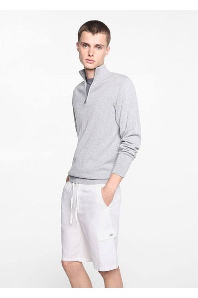 Mango Teen Λινό βερμούδα με τσέπες Cargo
