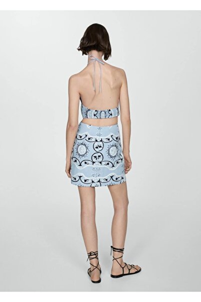 MANGO Woman Yırtmaçlı desenli elbise