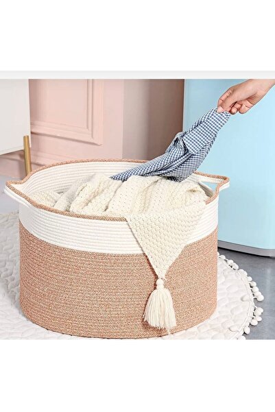 ModaCardin Organizator de coșuri din iută din răchită - Coș de jucării și rufe