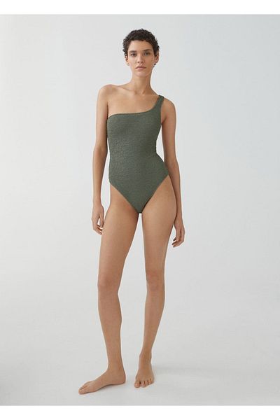 MANGO Woman Asymmetrischer strukturierter Badeanzug