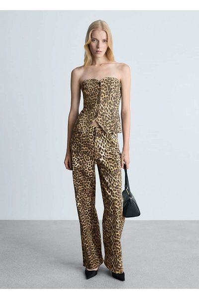 MANGO Woman Korzetová halenka s leopardím vzorem