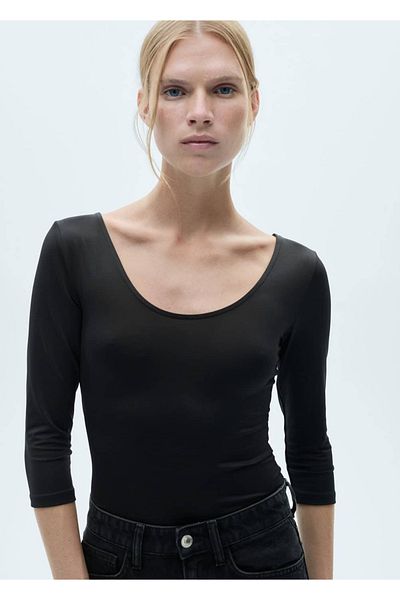 MANGO Woman Three Quarter Sleeve T-Shirt