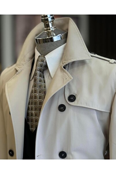 TerziAdemAltun Italian Style Slim Fit Men's Seasonal Trench Coat - Stone T11335
