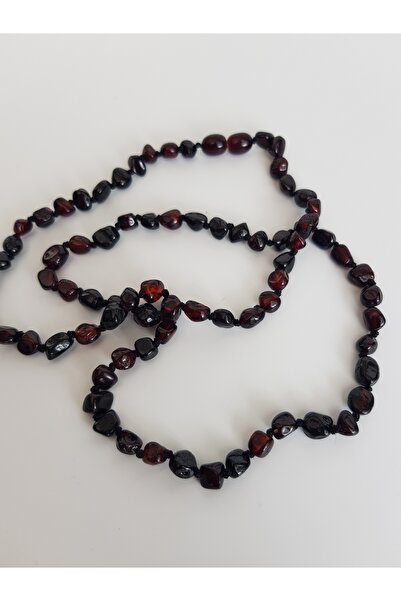 Kehribar Sarayı Damla Kehribar Erkek Kolye 60 Cm Vişne Renk Sertifikalı