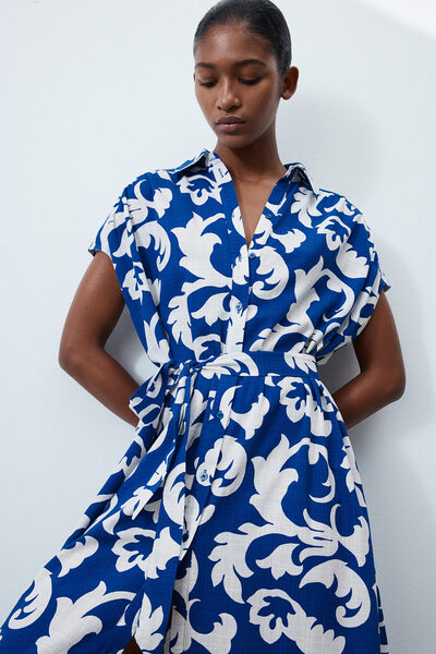 H&M Kuşaklı Oversize Elbise