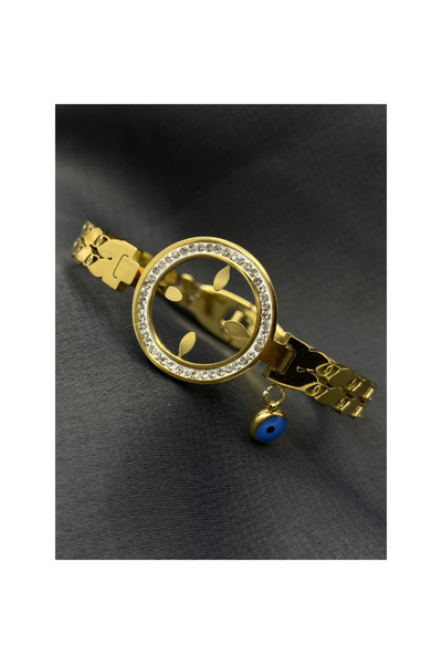 La Vita jewelry سوار أصفاد منقوش بأحجار ذهبية اللون