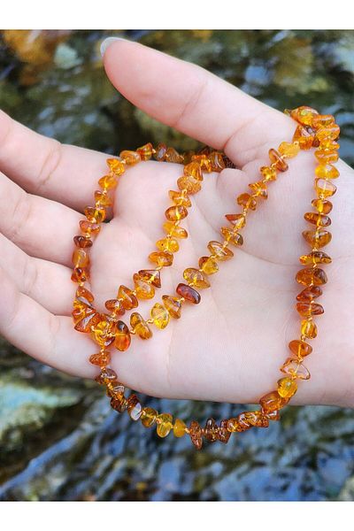 Kehribar Sarayı Drop Amber Honey Color Adult Necklace Unisex Necklace 60 cm