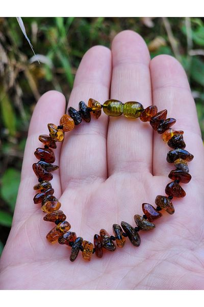Kehribar Sarayı Adult Amber Fossil Bracelet with Migraine Stones 19 cm