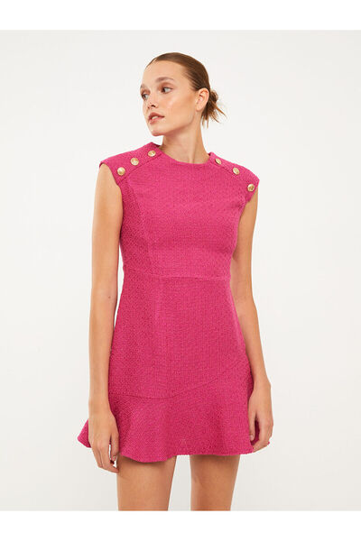 LC Waikiki Pink Women's Crew Neck Button Detailed Sleeveless Dress