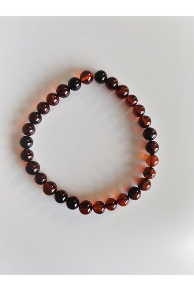 Kehribar Sarayı Round Grain Amber Cherry Color Adult Bracelet