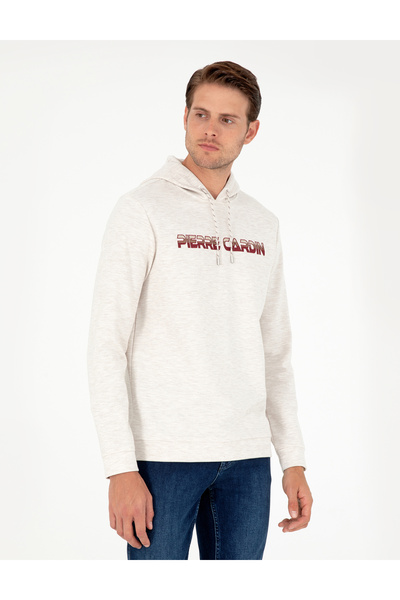 Pierre Cardin Bej Regular Fit Kapüşonlu Sweatshirt 50290665-VR011