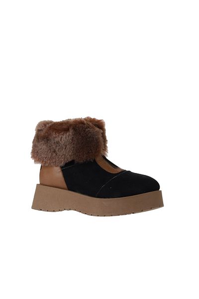 Bueno Shoes Γυναικείες μπότες με τακούνι - Μαύρο καφέ δερμάτινο-σουέντ 01wv1316