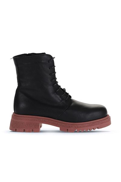 Bueno Shoes Δερμάτινες γυναικείες μπότες με τακούνι μαύρο ροζ - 01wz1405