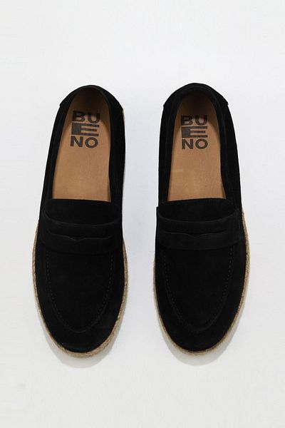Bueno Shoes Pantofi espadrille din piele intoarsa pentru barbati - negri 01ms12700