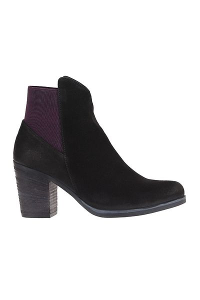 Bueno Shoes Μωβ Nubuck Μαύρες γυναικείες μπότες με τακούνι - 01wp1500