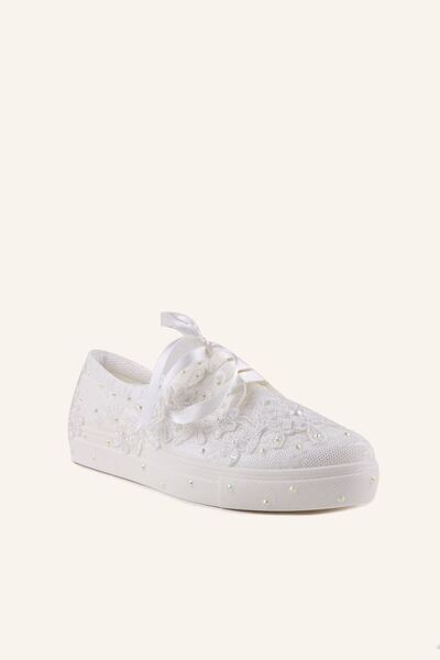 MARCATELLI Bej Saten 2.5 Cm Spor Gelin Ayakkabısı