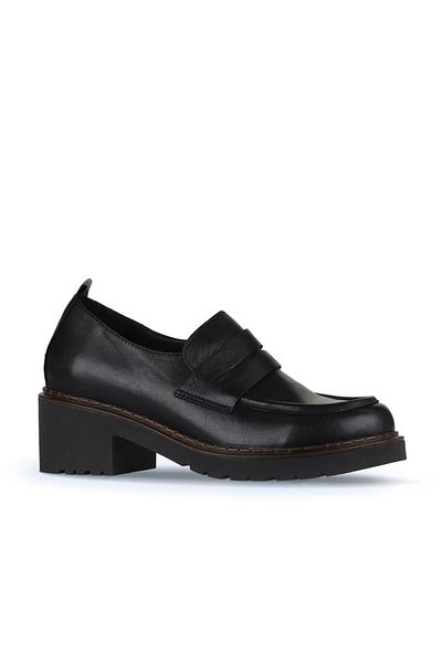 Bueno Shoes Черни кожени дамски обувки на висок ток 01wz4404